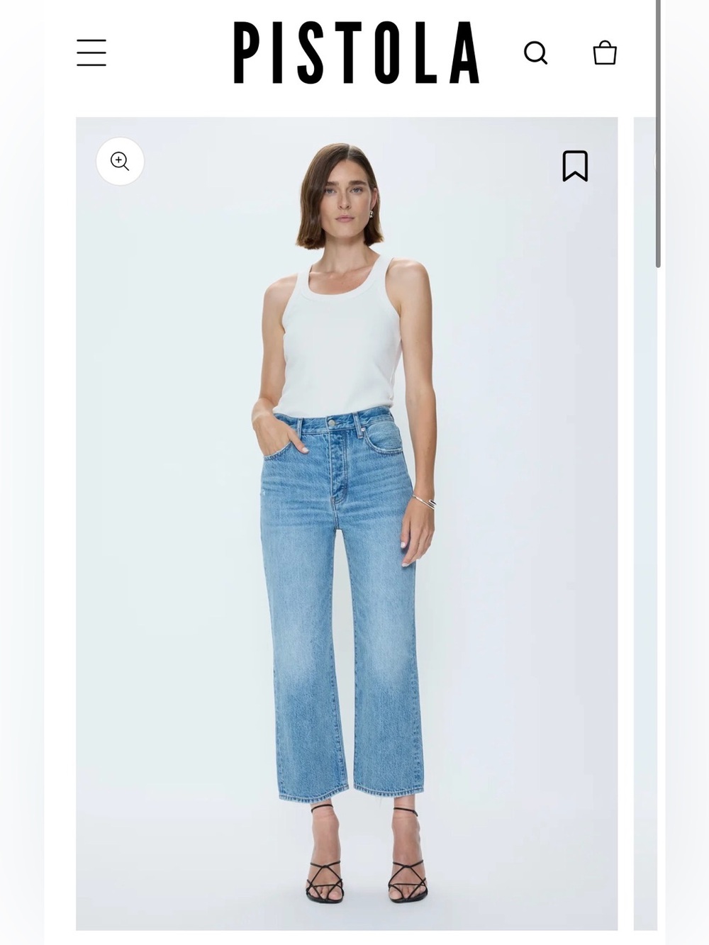 Pistola Cassie Crop Super High Rise Jeans - Light Blue